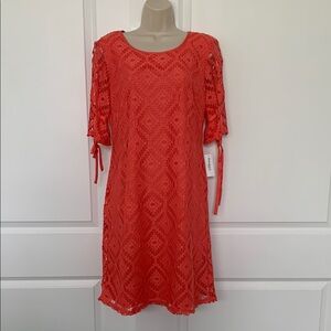 Dress Barn Vibrant Orange Midi Dress with Elegant Design